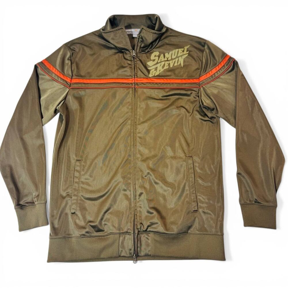 Samuel & Kevin Track Jacket Full Zip Brown Orange Mens Size L Casual